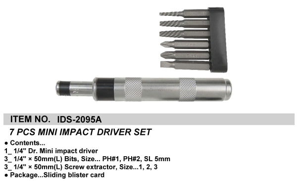 Dayton Mini Impact Driver Set 2095 A | Precision Screw Loosening & Tightening Tool Kit