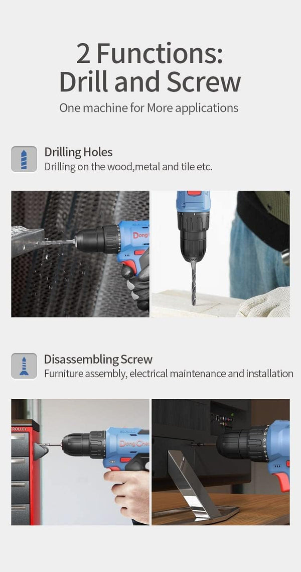 Dongcheng DCJZ1202E Screwdriver Drill Machine | 10.8V, Max Drilling: 10mm Steel / 22mm Wood