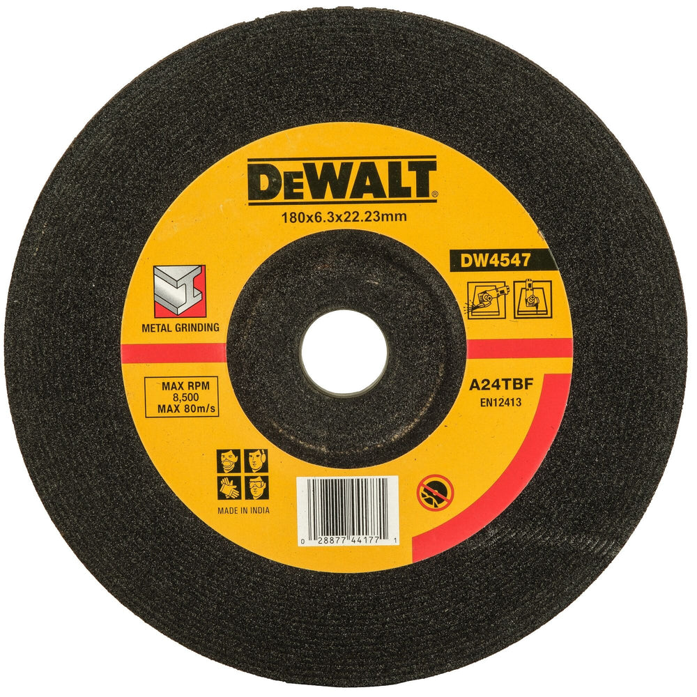 Dewalt 180mm x 6.3mm x 22.23mm A24TBF Grinding Wheel DW4547-IN | Type 27 Depressed Centre Metal Grinding Wheel for Angle Grinders
