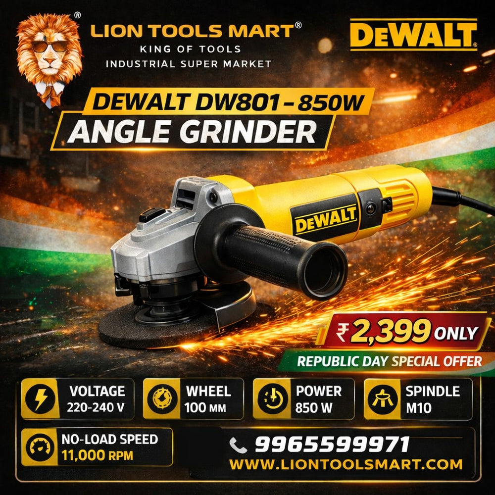 DEWALT DW801 100mm (4-inch) Heavy Duty Angle Grinder - 850W, 11000 RPM