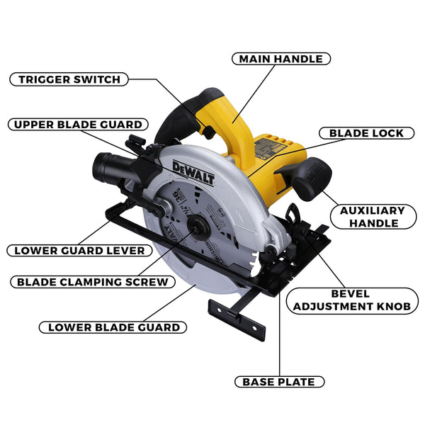 DEWALT DWE561A-IN 1200W Compact Circular Saw, 185mm (7¼-Inch) Electric Wood Cutting Machine for Professional Carpentry, Timber Cutting and Construction Applications