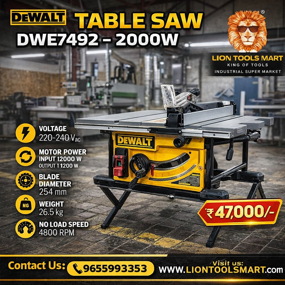 DEWALT DWE7492 Table Saw 2000W | 254mm Blade | 4800 RPM | Professional Wood Cutting Machine