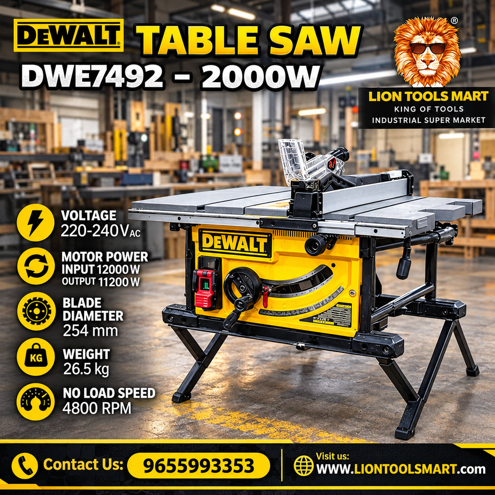 DEWALT DWE7492 Table Saw 2000W | 254mm Blade | 4800 RPM | Professional Wood Cutting Machine
