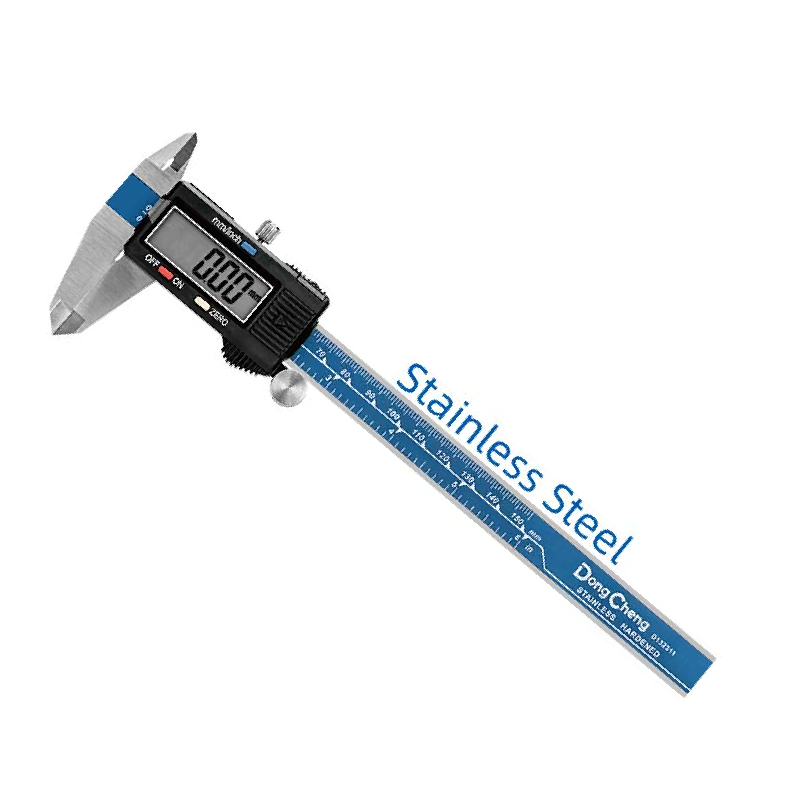 DONGCHENG 0-200 mm Digital Caliper, 0.01 mm, Stainless Steel, IP54 (HD132312)-A 0-200 mm stainless steel digital caliper with 0.01 mm reading and an IP54 housing.