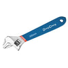 DONGCHENG 200 mm / 8" Adjustable Wrench, Dip-Coated Handle (HD054208) -A 200 mm adjustable wrench with a blue dip-coated handle and chrome-plated, heat-treated jaws.