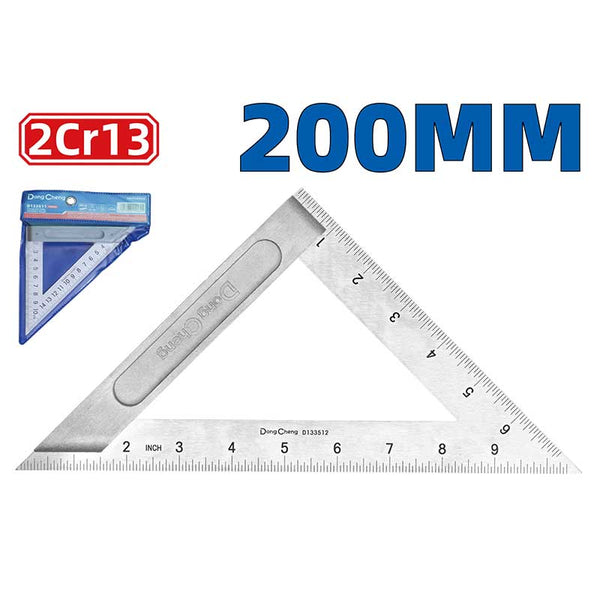 DONGCHENG HD133512 200 mm stainless steel triangle ruler