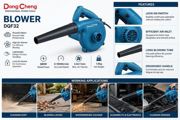 DONGCHENG DQF32 680W adjustable speed electric blower with dust bag