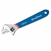 DONGCHENG 250 mm / 10" Adjustable Wrench, Dip-Coated Handle (HD054210) -A 250 mm adjustable wrench with a 32 mm jaw opening and a blue dip-coated handle.
