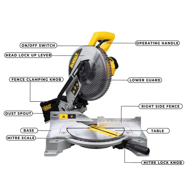 Dewalt DW714 10-Inch Mitre Saw 254mm 1600W | Precision Wood & Aluminium Cutting Machine