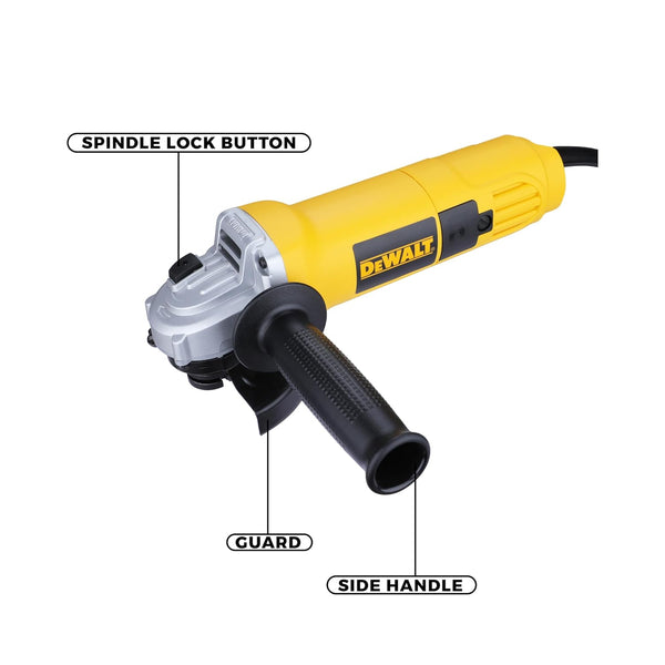 Dewalt DW803-IN 4-Inch Angle Grinder 100mm 1000W | Heavy Duty Metal Cutting & Grinding Tool