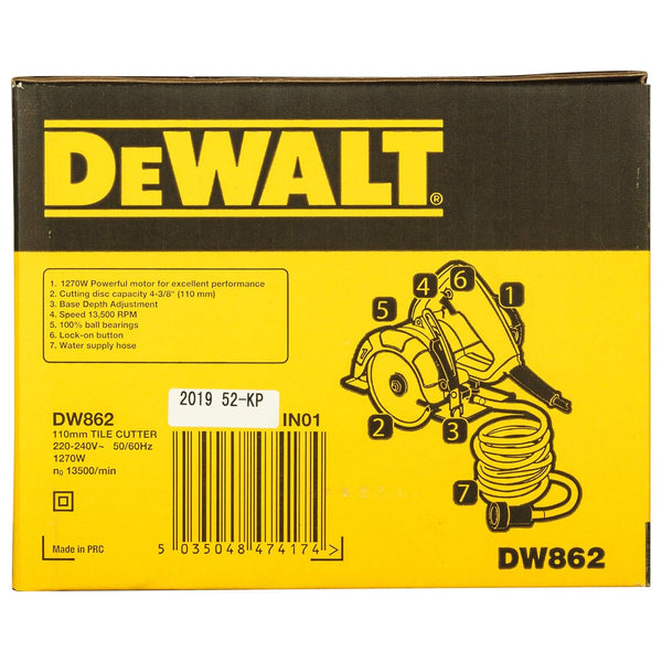 Dewalt DW862 4-Inch Wet Marble Cutter 110mm 1270W | Heavy Duty Tile & Granite Cutting Machine