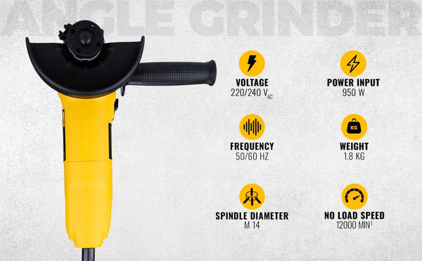 DeWALT DWE4115 5 Inch Heavy Duty Angle Grinder 950W | 125mm Slide Switch Angle Grinder