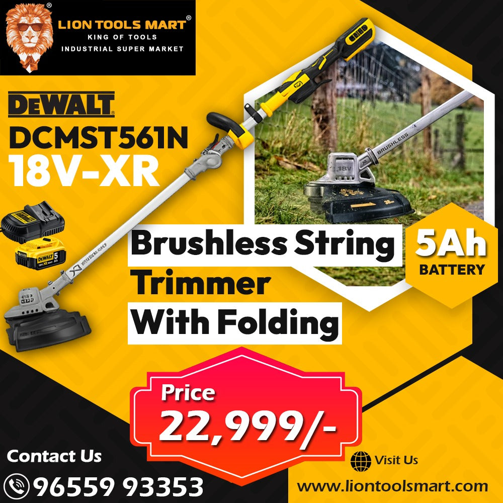 DeWALT Brushless String Trimmer With Folding Shaft DCMST561N 18V-XR (Includes 5Ah Battery & Charger)