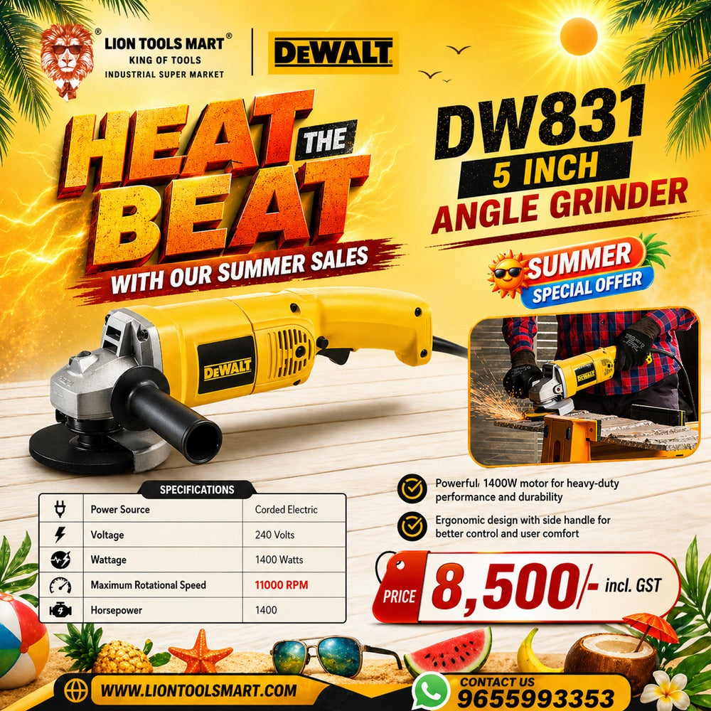Dewalt DW831 5-Inch Angle Grinder 125mm 1400W | Heavy Duty Metal Cutting & Grinding Tool