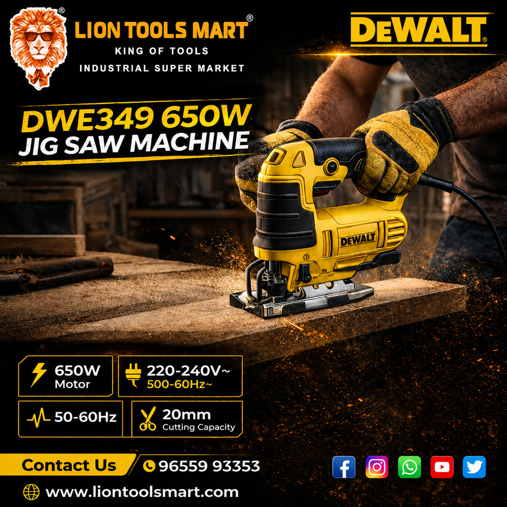 Dewalt DWE349-IN Jigsaw For Cutting Wood Metal and Plastic 650Watt