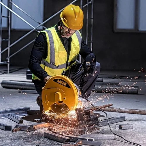 DEWALT D28730-IN 2300W Heavy Duty 14-Inch (355mm) Metal Chop Saw, Industrial Electric Cut-Off Machine for Steel Bars, Metal Pipes, Fabrication and Construction Applications