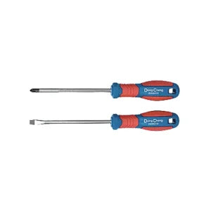 DONGCHENG 2 PCS Screwdriver Set SL6 & PH2 x 125 mm (HD091250)- A simple two-piece screwdriver set with the two most-used tip types in one pack.