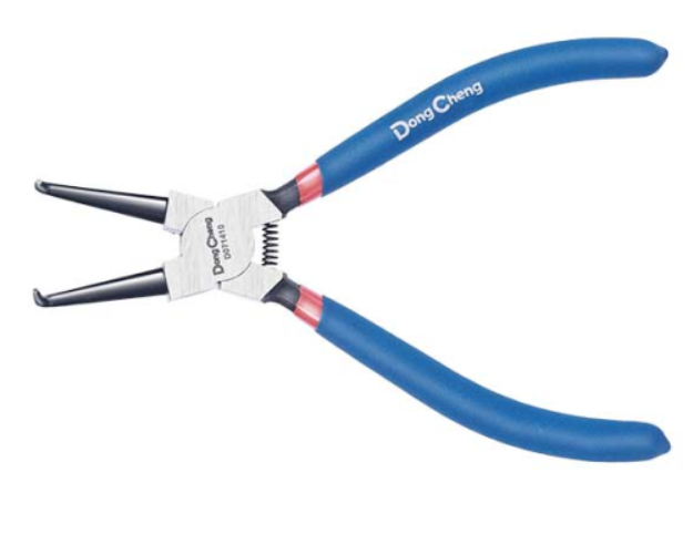 DONGCHENG 7" Bent Tip Internal Circlip Pliers (HD071410)-Angled-tip pliers for fitting and removing internal retaining rings in deep or hard-to-reach bores.