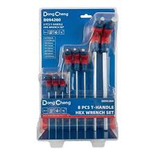 DongCheng HD094200 8-Piece Ergonomic T-Handle Metric Hex Wrench Set with Exclusive Metal Storage Stand