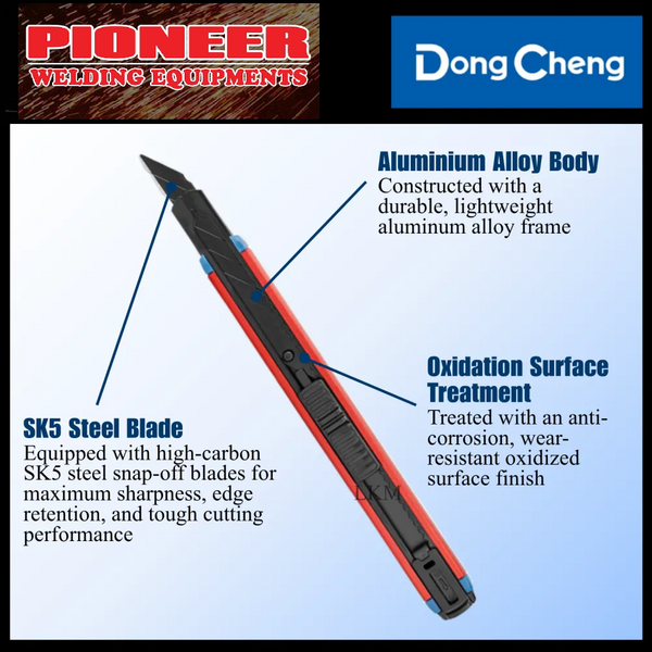 DongCheng HD110309 9mm Slimline Precision Snap-Off Utility Knife with Aluminum + ABS Handle & SK5 Blade