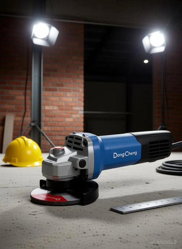 DongCheng DSM21-100B 4-Inch Angle Grinder 900W, 100mm Disc, 13000 RPM, M10 Spindle Thread, Ultra-Slim Body for Metal Grinding and Cutting