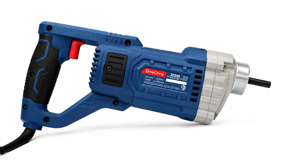 DongCheng DZD35 1200W Handheld Concrete Vibrator, 4300 RPM, 8mm Output Shaft, Cast-Aluminum Head and Rubber-Covered Handle for Concrete Compaction