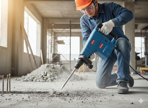 DongCheng DZG10 1500W Demolition Hammer with 16J Impact Energy, Electronic Constant Speed Control and Carbon Brush Warning Light
