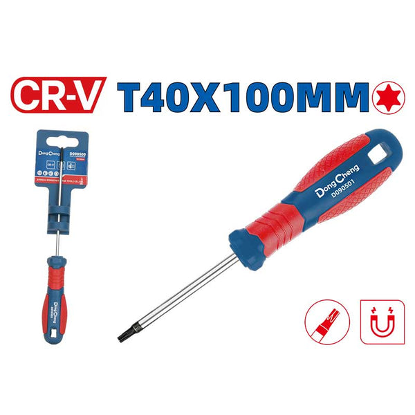 DongCheng HD090507 T40 x 100mm Extra Heavy-Duty Magnetic Chrome Vanadium (CR-V) Torx Star Screwdriver