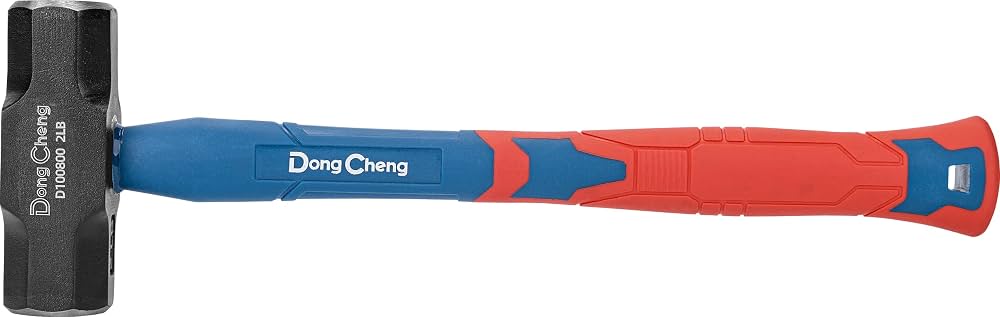 DongCheng 2 LB Sledge Hammer (HD100800)-Carbon Steel Sledge Hammer (Club / Lump Hammer) with Shock-Absorbing Fiberglass Handle