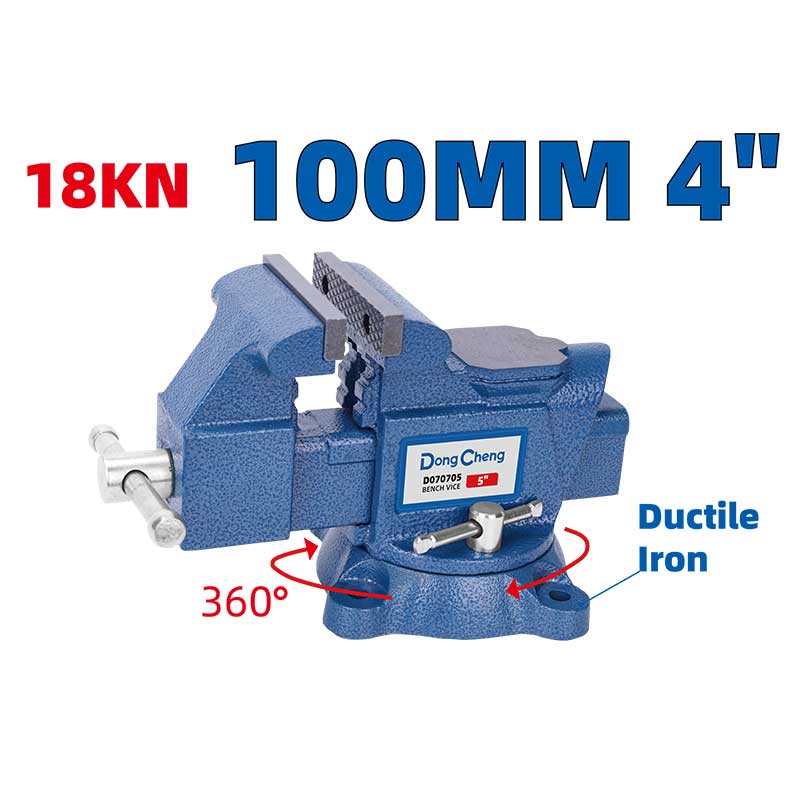 DONGCHENG 4" Ductile Iron Bench Vice (HD070704) -A sturdy, bench-mounted vice for secure holding in workshop and fabrication jobs.
