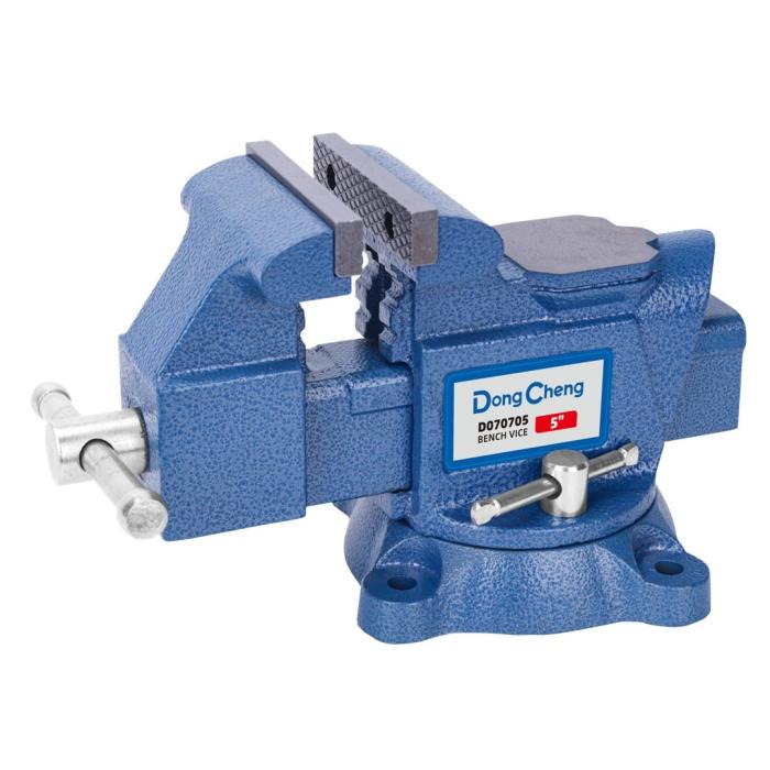 DONGCHENG 5" Ductile Iron Bench Vice (HD070705)-A sturdy, bench-mounted vice with wider jaws for secure holding on larger workshop jobs.