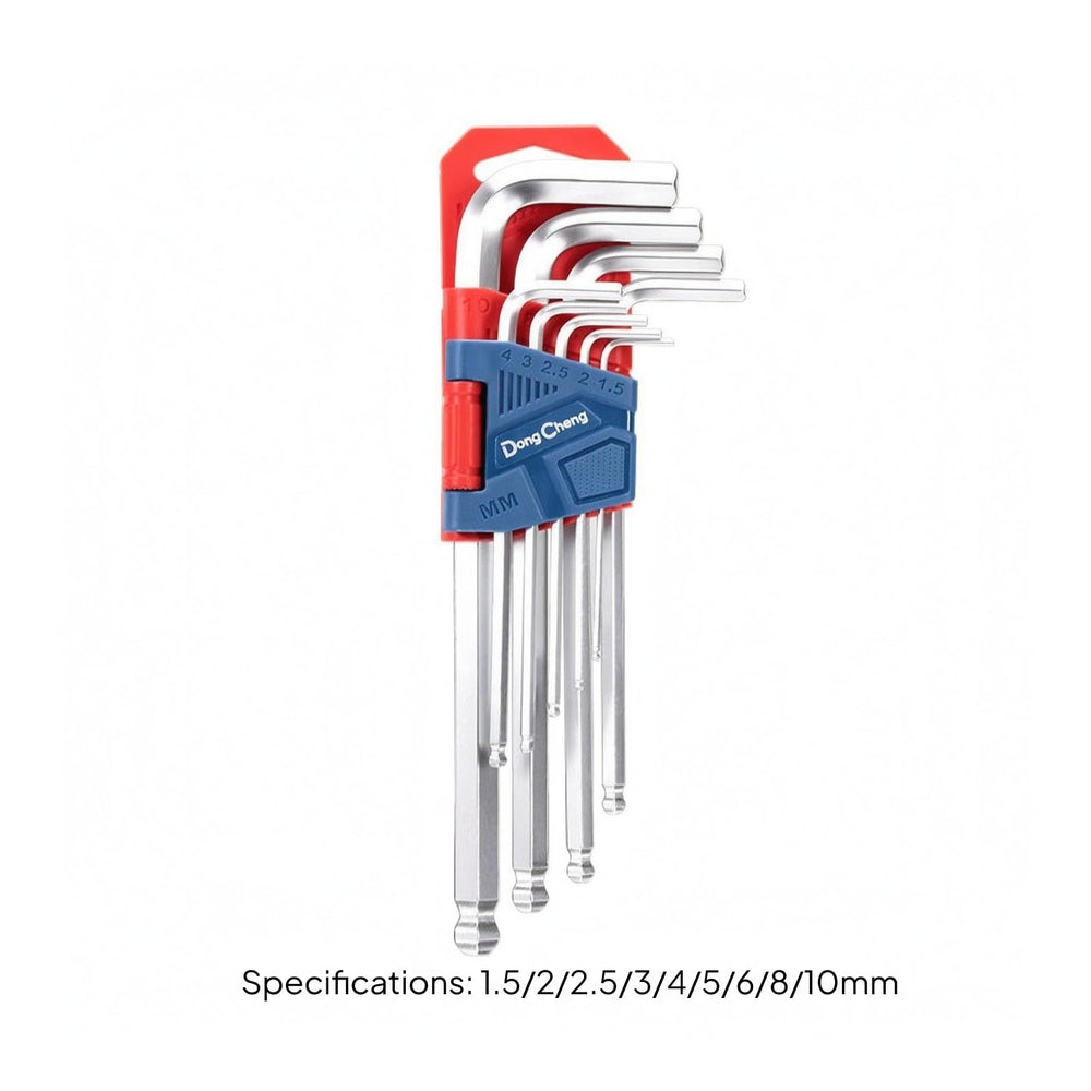 DONGCHENG 9 PCS Ball Point Hex Key Set (HD092900)-A 9-piece ball point hex key set for working at an angle in tight and awkward spots.