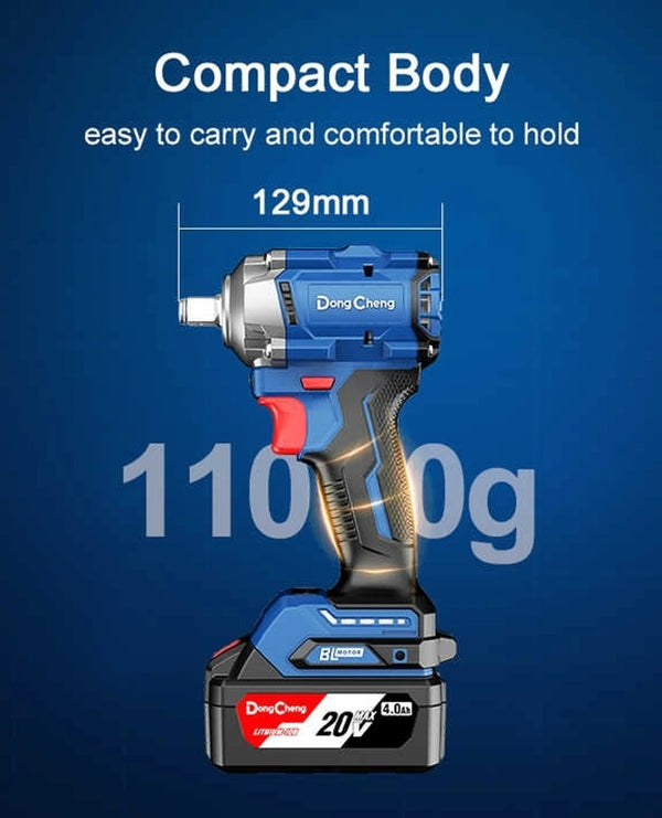 DongCheng DCPB358 20V MAX Cordless Brushless Impact Wrench, 1/2-Inch Square Drive with 358Nm Fastening Torque, 500Nm Nut-Busting Torque and Smart-Loosen Function