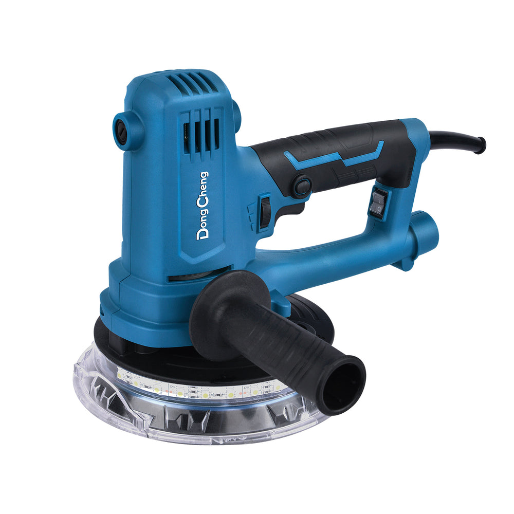 DongCheng DSF02-180 180mm Electric Drywall Sander Machine, 750W with Adjustable Speed, Double LED Light Bands and Self-Vacuum Dust Collection Function