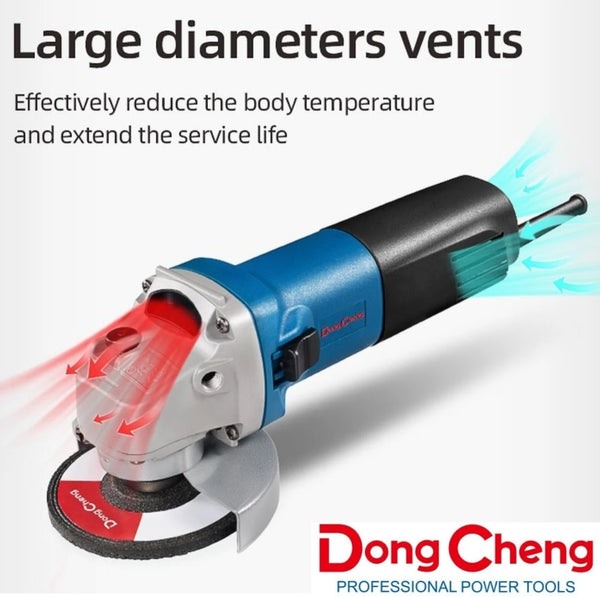 DongCheng DSM03-100A 710W 4-Inch Angle Grinder Machine, 13000 RPM, 100mm Grinding Wheel, M10 Spindle Thread for Metal Cutting and Grinding