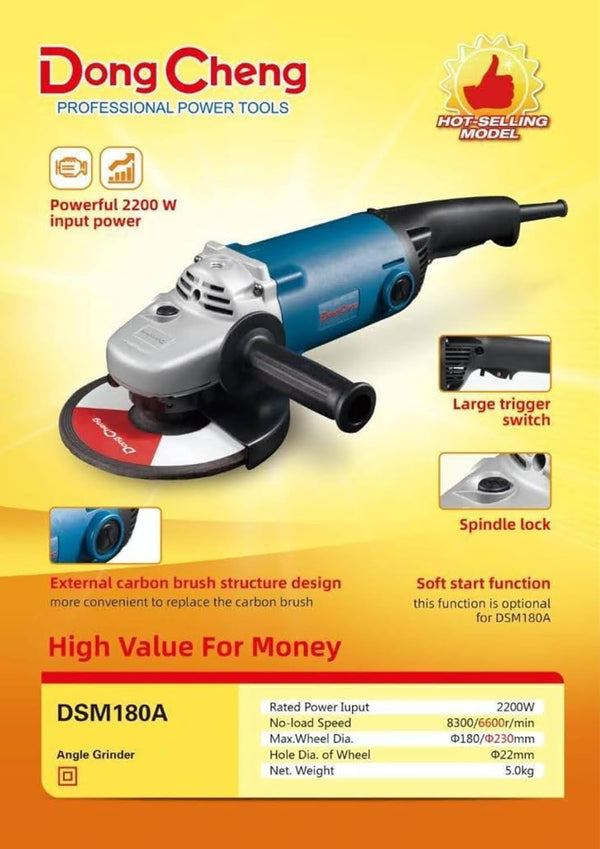 DongCheng DSM180A 7-Inch Angle Grinder Machine 2200W