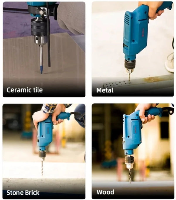 DongCheng DZJ03-13 500W Electric Impact Drill, Adjustable Speed 0–1450 RPM, 13mm Steel and Concrete Drilling Capacity, Forward and Reverse Rotation