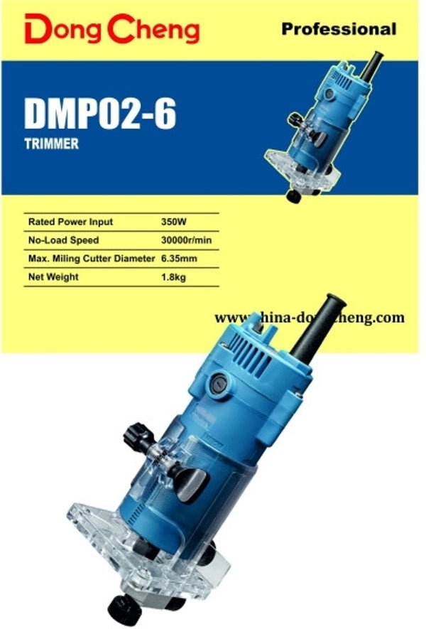 Dongcheng DMP02-6 Corded Electric Router and Wood Trimmer – Compact Power Tool for Woodworking, Edge Trimming, Grooving and Finishing