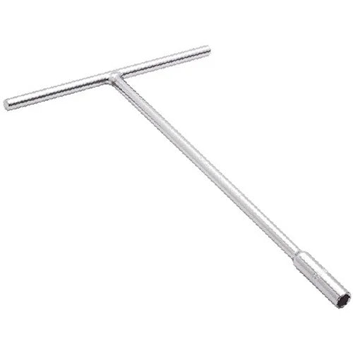 DONGCHENG 10 mm CR-V T-Handle Socket Wrench, 297 mm, Chrome-Plated (HD074310)-A T-handle socket wrench with a 10 mm CR-V socket for quick turning and good reach.