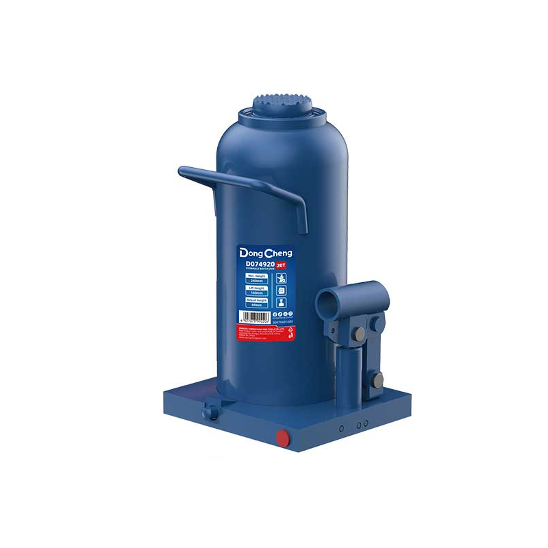 DONGCHENG 10 Ton Hydraulic Bottle Jack with Safety Valve, 230 mm Min. Height (HD074910)-A 10 ton hydraulic bottle jack with a safety valve for trucks and heavy equipment.