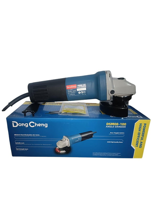 Dongcheng DSM08-100 800W Angle Grinder, 100mm (4 Inch) Heavy-Duty Electric Cutting and Grinding Tool for Metal Fabrication, Workshop and Construction Use