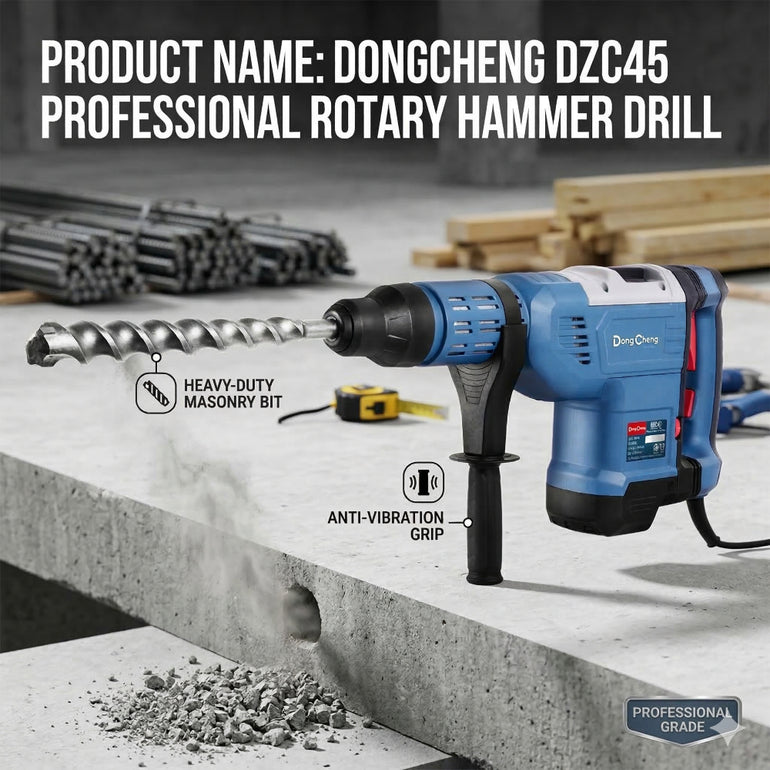 Dongcheng DZC45 Electric Rotary Hammer | 45mm, 305RPM | Heavy Duty Concrete Drilling Machine