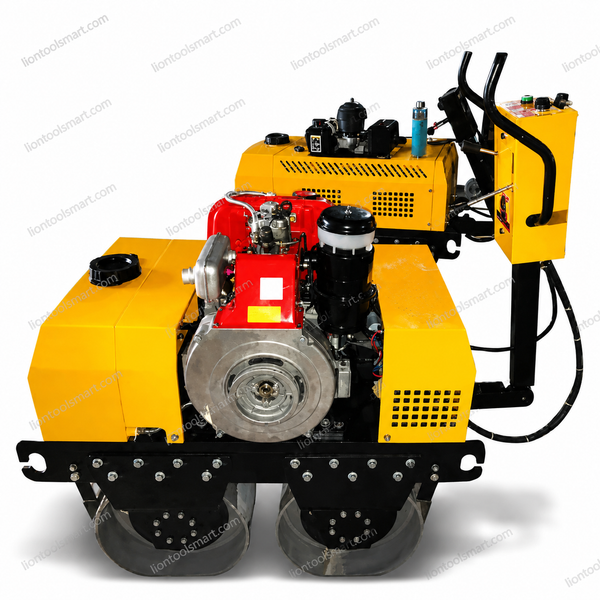 Lion Double on Roller 10HP Greaves Diesel Engine (Self Start & Battery) | Walk Behind Road Roller