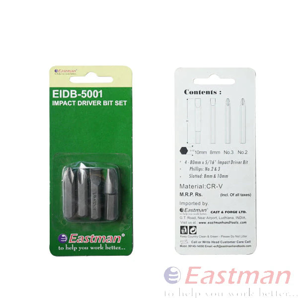 Eastman Impact Driver Bit Set 10x36mm E-5001 | Heavy Duty Screwdriver Bits
