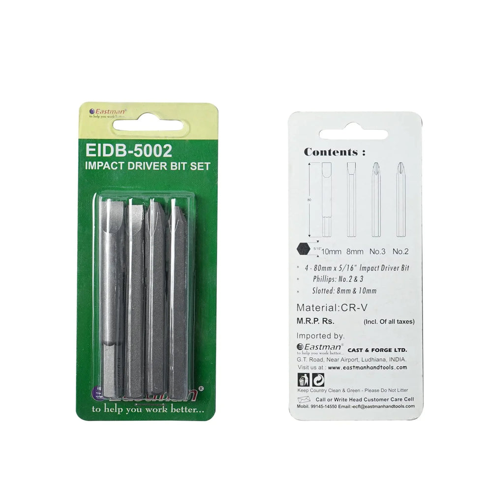 Eastman Impact Driver Bit Set 10x80mm E-5002 | Heavy Duty Screwdriver Bits