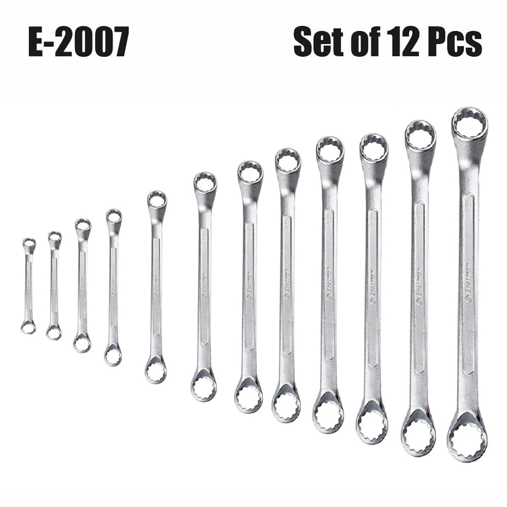 Eastman Ring Spanner Set 12Pc E-2007-12 | Chrome Vanadium Professional Hand Tool Kit