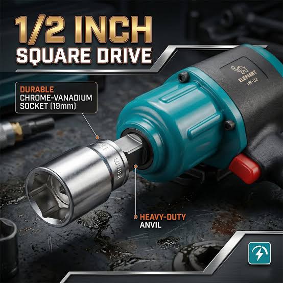 Elephant 1/2 Inch Impact Wrench IW-02 | Wide Application for Automotive, Garage, Workshop, Tyre Service, Mechanical Maintenance, Assembly & Industrial Applications