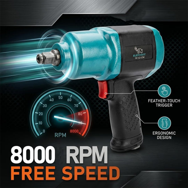 Elephant, Elephant IW 02CM, Impact Wrench, 1/2 Inch Impact Wrench, Composite Impact Wrench, Pneumatic Impact Wrench, Air Impact Wrench, Automotive Impact Wrench, Garage Impact Wrench, Workshop Impact Wrench, Tyre Service Tool, Air Tool, Mechanical Tool, Pneumatic Tool, Professional Impact Wrench