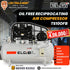 ELGI TS10OFB Oil-Free Reciprocating Air Compressor - 10HP, 420L Tank