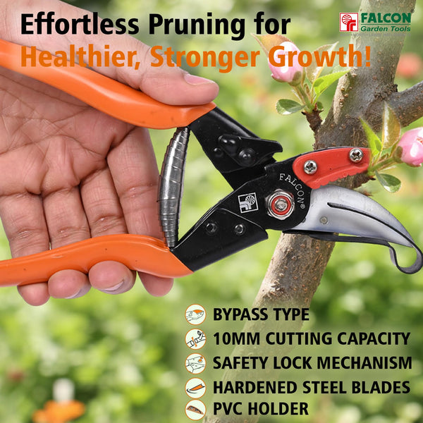 Falcon FCHM-902, Cut & Hold Secateur, Pruning Secateur, Bypass Secateur, Garden Pruning Tool, Pruning Shear, Gardening Tool, Horticulture Tool, Branch Cutter, Plant Pruner, Nursery Tool, Farming Tool, Falcon Secateur